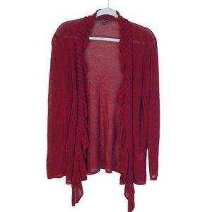 Eileen Fisher Women’s Draped Cardigan Open Knit Gauze Size XL Red Cranberry